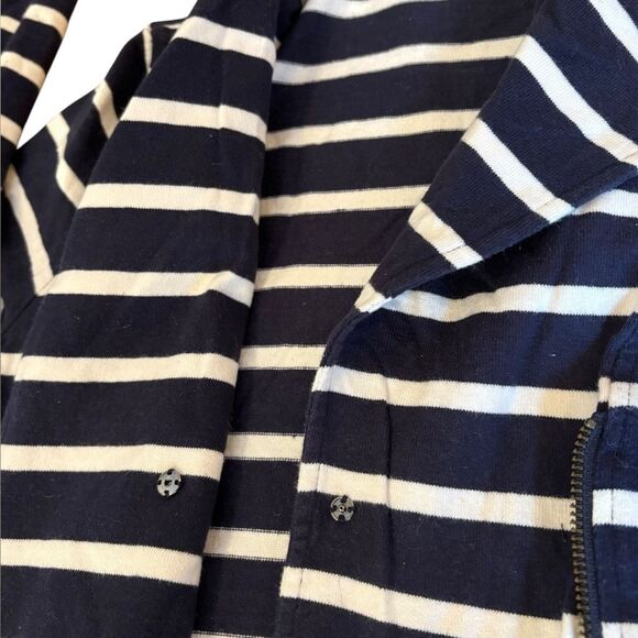 Talbots Full Zip Sweater Jacket Navy White Stripes Cotton Womens Size Medium - Picture 5 of 10